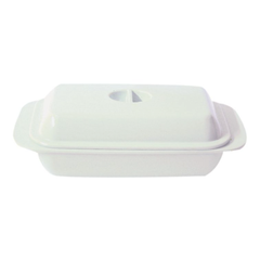 White melamine butter dish 19 cm