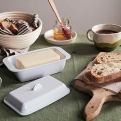 White melamine butter dish 19 cm