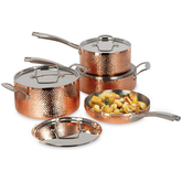 Cuisinart 8-Piece Copper-Effect Hammered Stainless Steel Cookware Set